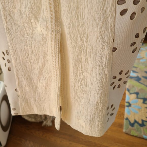 Byron Lars Beauty Mark White lace, leather look dress sz 4 - Picture 3 of 8